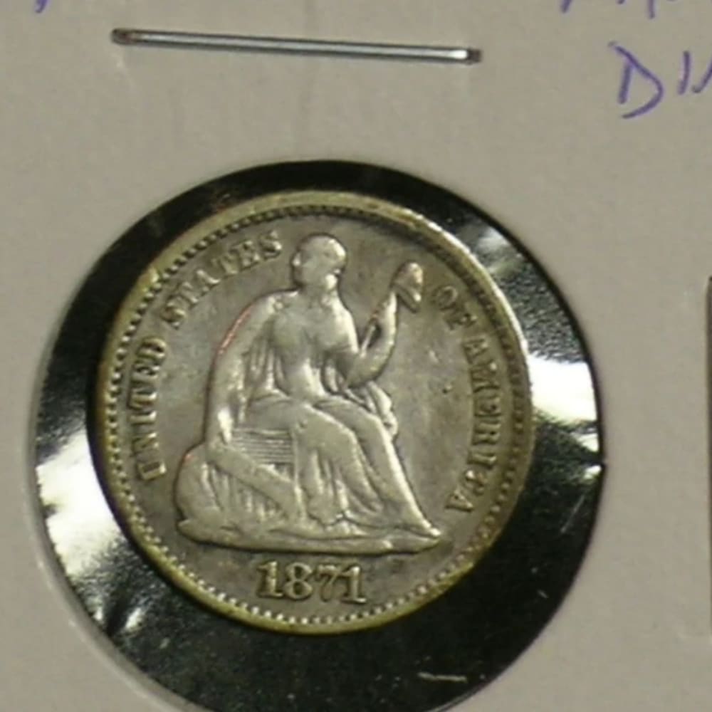 1871 Sharp High Grade Seated Liberty Half Dime Type coin (AE4)